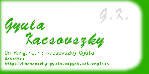 gyula kacsovszky business card